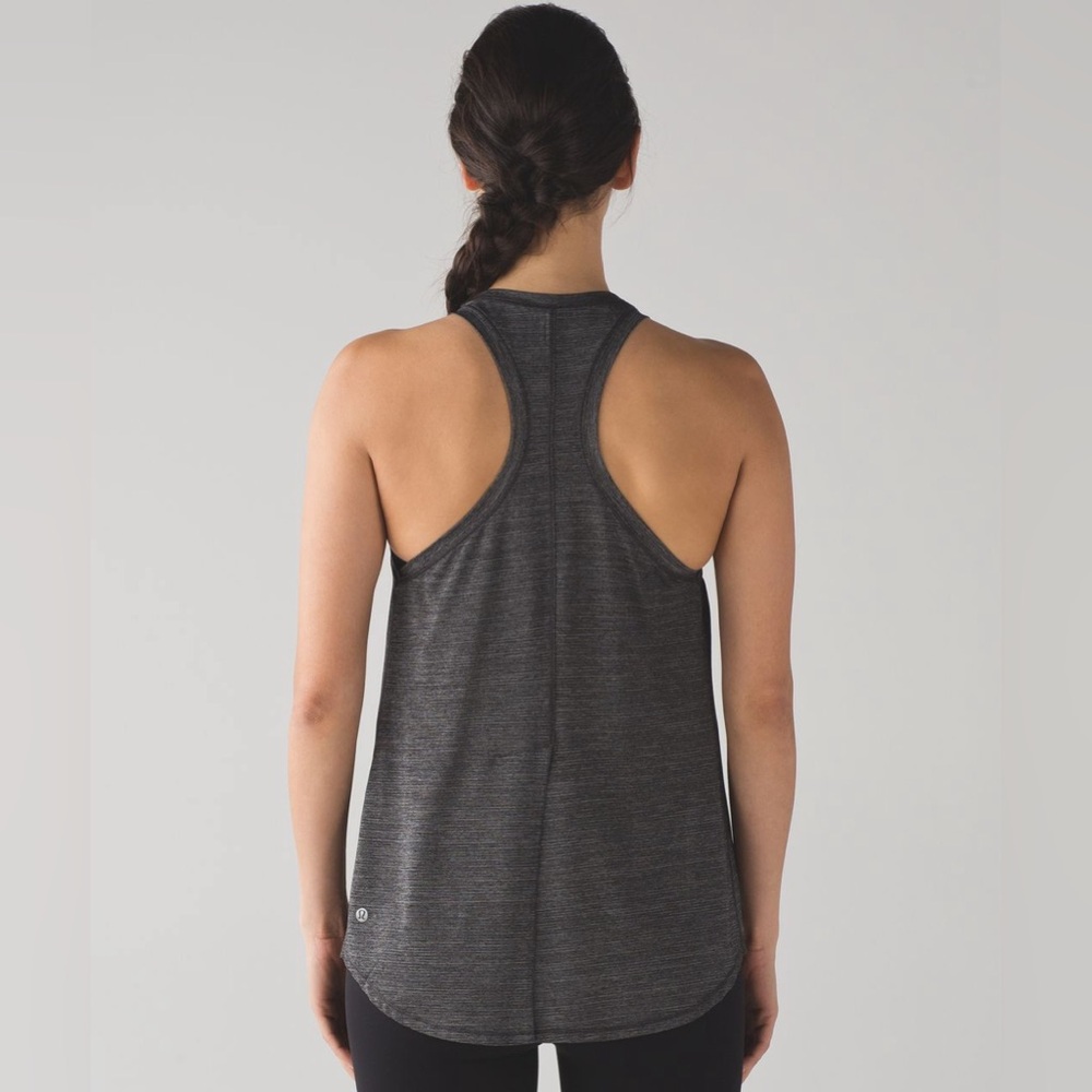 Lululemon Heathered Black Racerback High Neck Hot Like Agni Singlet Tie Tank 6